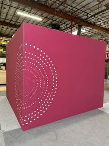 RENTAL: RE-9173 Gravitee Conference Room @ 118" x 118" x 95" High, with Locking Door, Unprinted Sintra Insert Panels for the Interior Walls and Door, SEG Fabric Graphics for all Exterior Walls